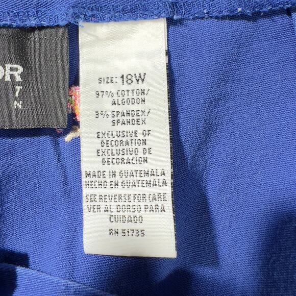 Sag Harbor Sport Casual Pant Woman's 18W Royal Blue w/ All-over Parrots Stretch - Picture 4 of 12